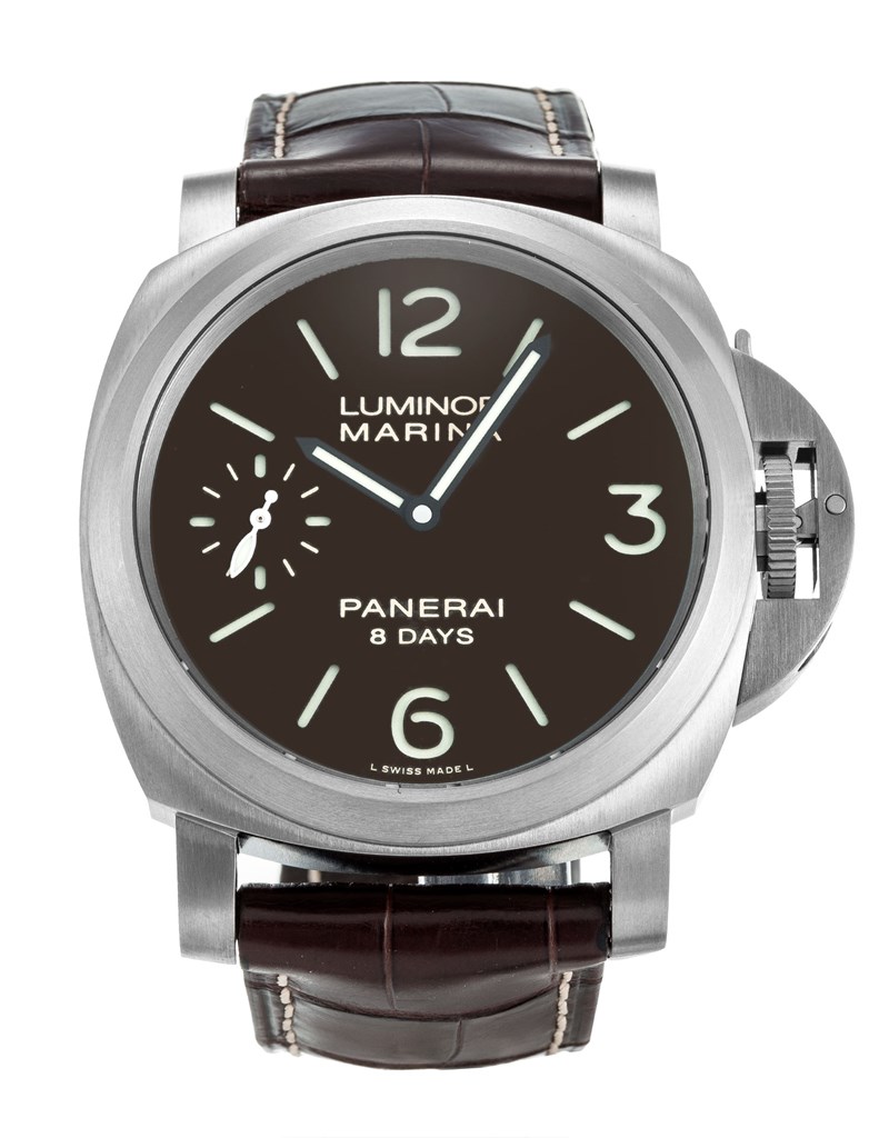 Panerai Luminor Marina PAM00564R Automatic Watch 44MM Stainless Steel Case Brown Leather Bracelet