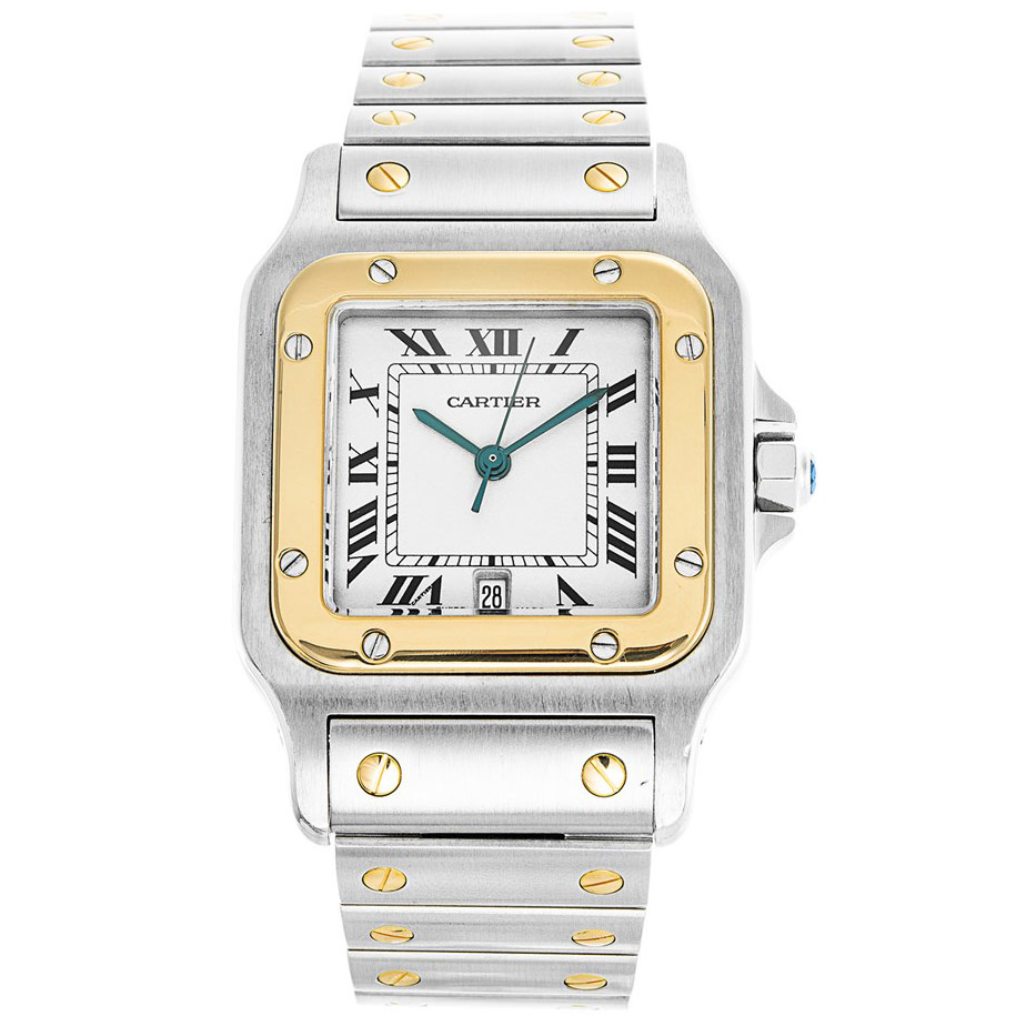 Cartier Santos W20011C4 Mens/Ladies Quartz 28mm 316 Stainless Steel Gold Plated Bracelet White Dial