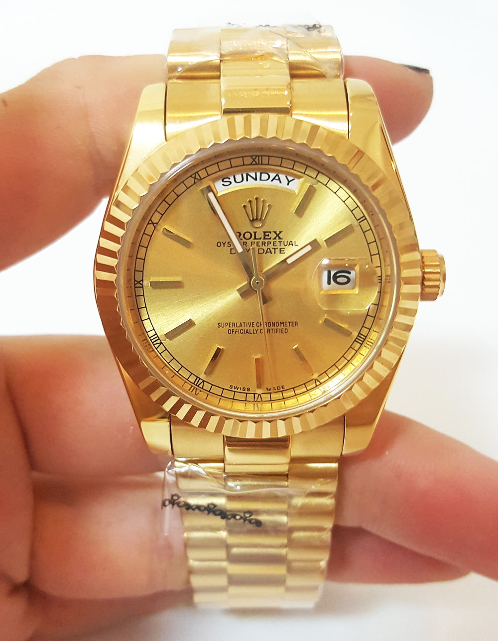 Rolex Day-Date 1803 Automatic - 36mm - Champagne Baton - Mens Watch - Replica Watch