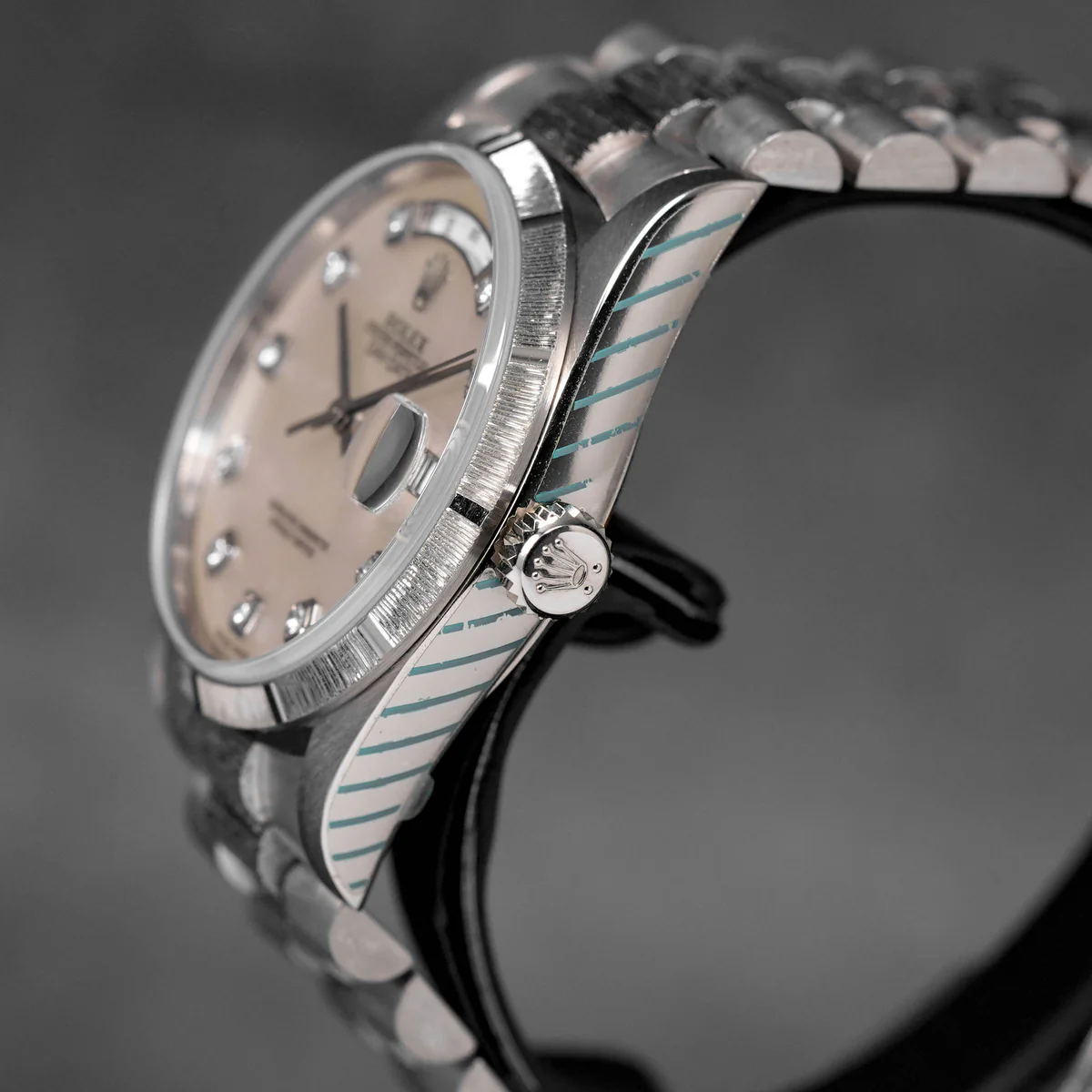 Day-Date 36mm Japanese White Gold Bark Finish MOP Diamond Dial
