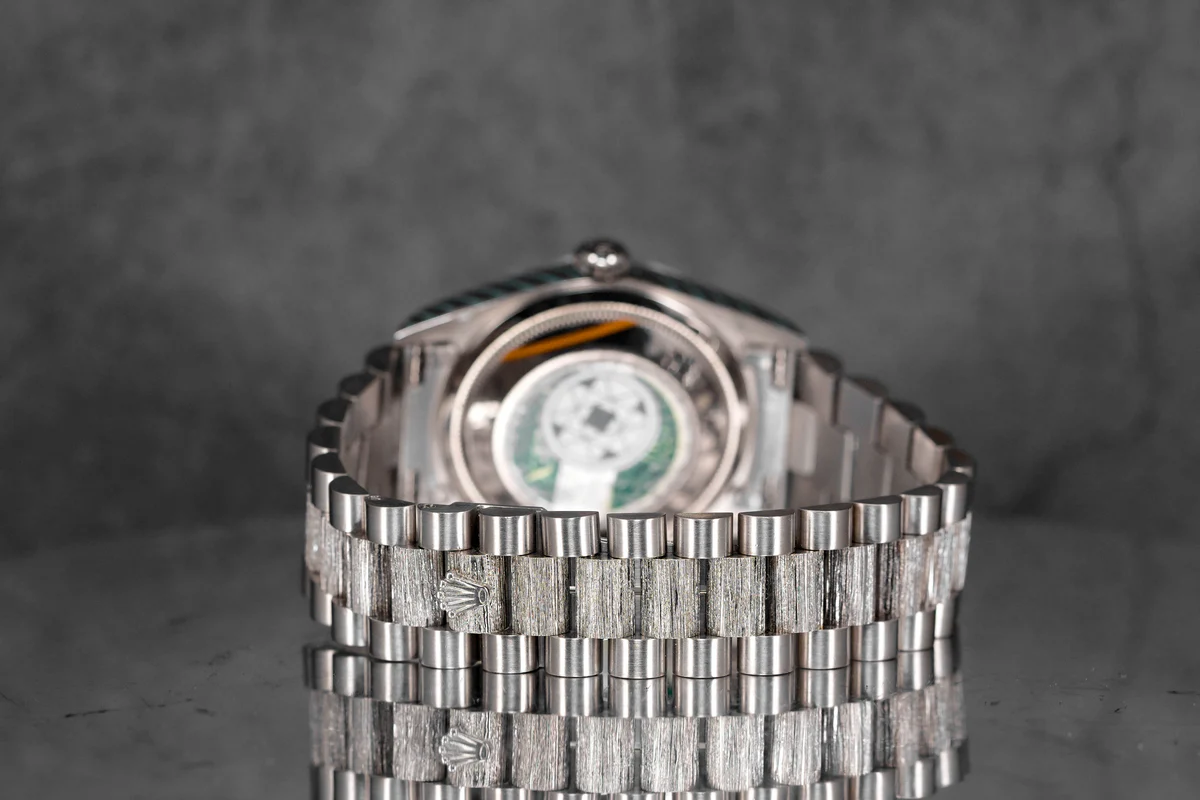 Day-Date 36mm Japanese White Gold Bark Finish MOP Diamond Dial