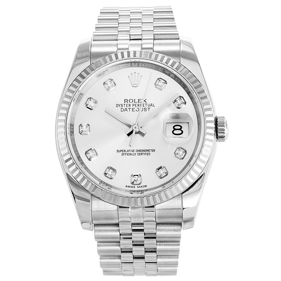 Rolex Datejust 116234 Automatic Watch, 36 MM Stainless Steel Case, Diamond Dial, Mens Replica Watch