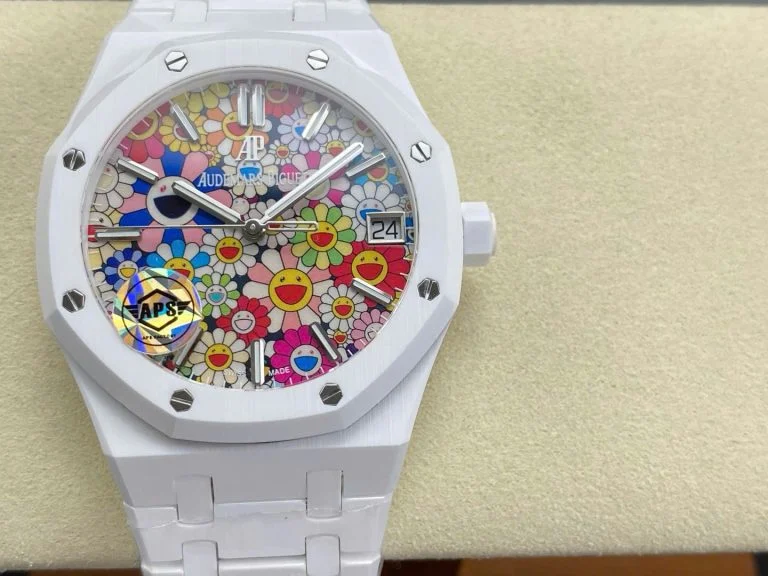 Royal Oak 15500 White Ceramic APSF 1:1 Best Edition Celebration Dial on White Ceramic Bracelet A4401