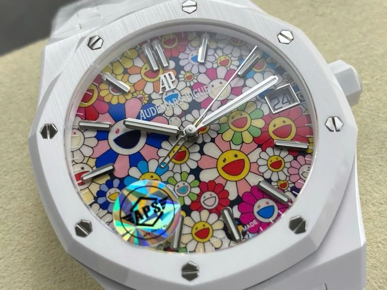 Royal Oak 15500 White Ceramic APSF 1:1 Best Edition Celebration Dial on White Ceramic Bracelet A4401