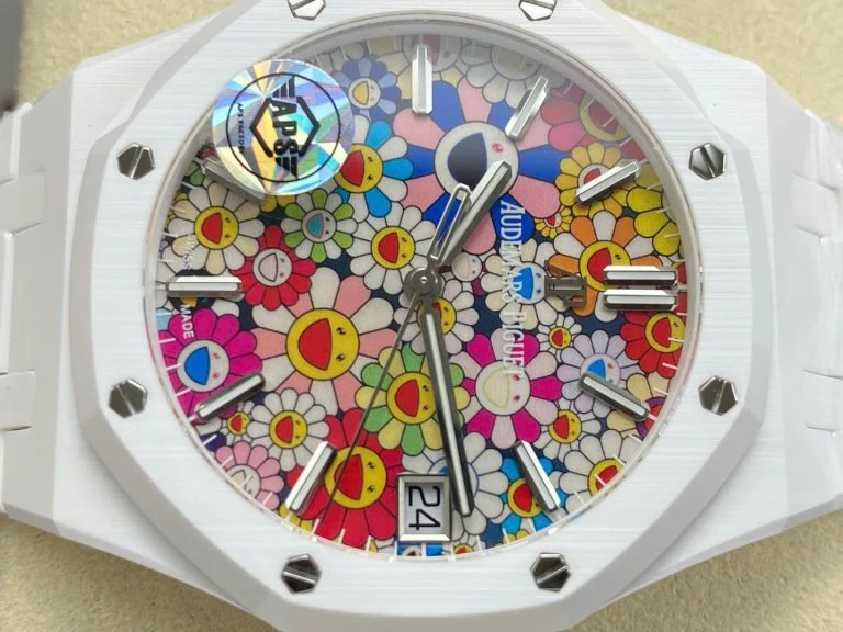 Royal Oak 15500 White Ceramic APSF 1:1 Best Edition Celebration Dial on White Ceramic Bracelet A4401