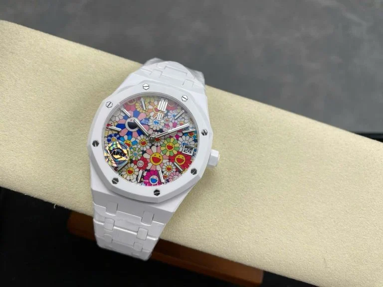 Royal Oak 15500 White Ceramic APSF 1:1 Best Edition Celebration Dial on White Ceramic Bracelet A4401