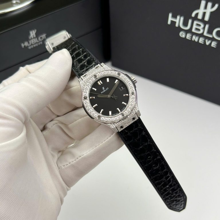 Hublot Classic Fusion Titanium Black 33mm Watch with Custom Moissanite Diamonds
