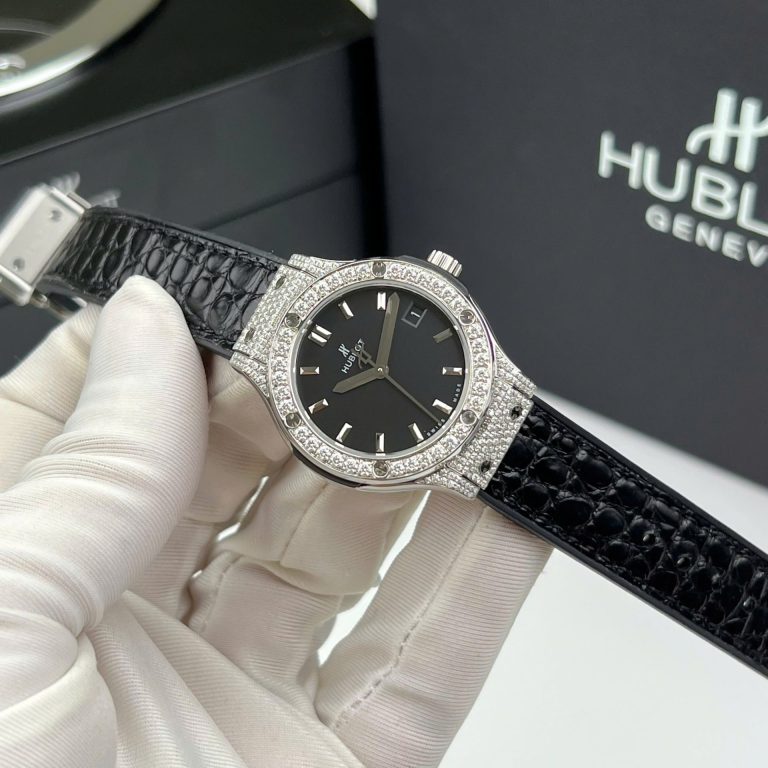 Hublot Classic Fusion Titanium Black 33mm Watch with Custom Moissanite Diamonds