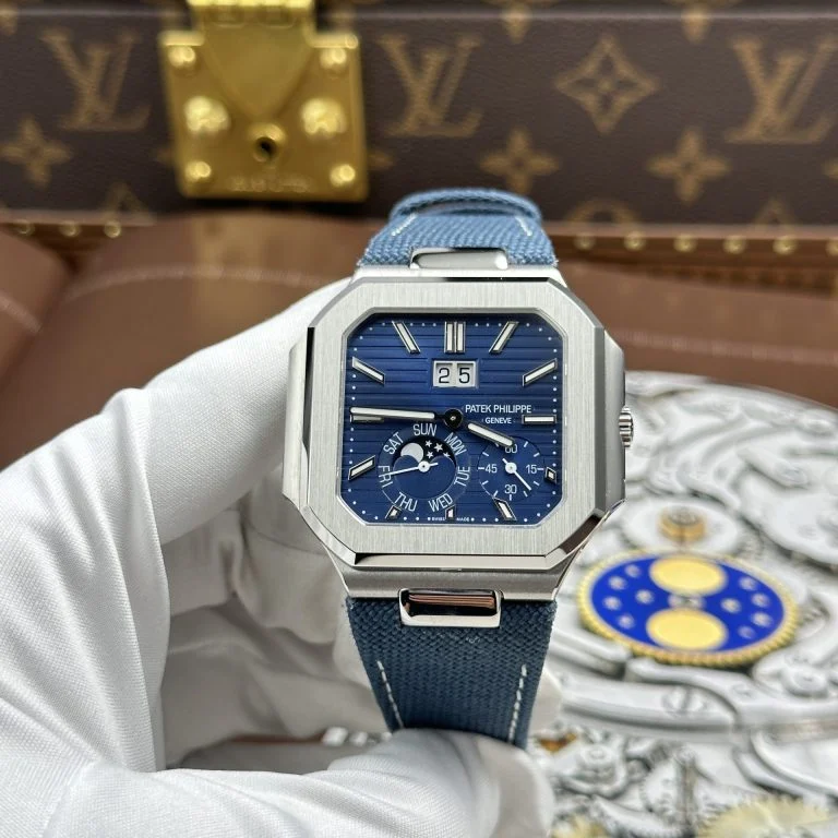 Cubitus 5822 SS OMEF 1:1 Best Edition Sunburst Blue Dial On Blue Fabric Patter Strap Super Clone PP240 Movement