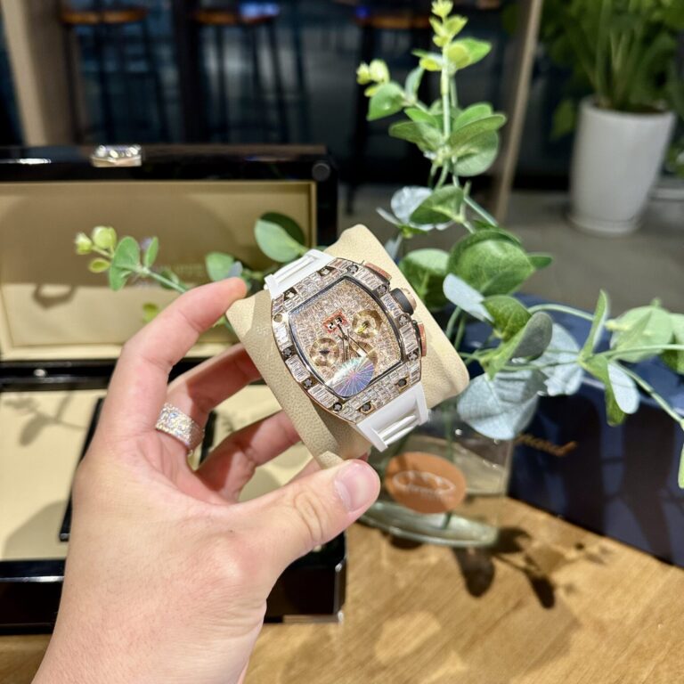 Richard Mille RM011 Full Diamond with White Rubber Strap
