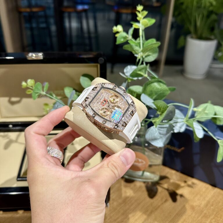 Richard Mille RM011 Full Diamond with White Rubber Strap