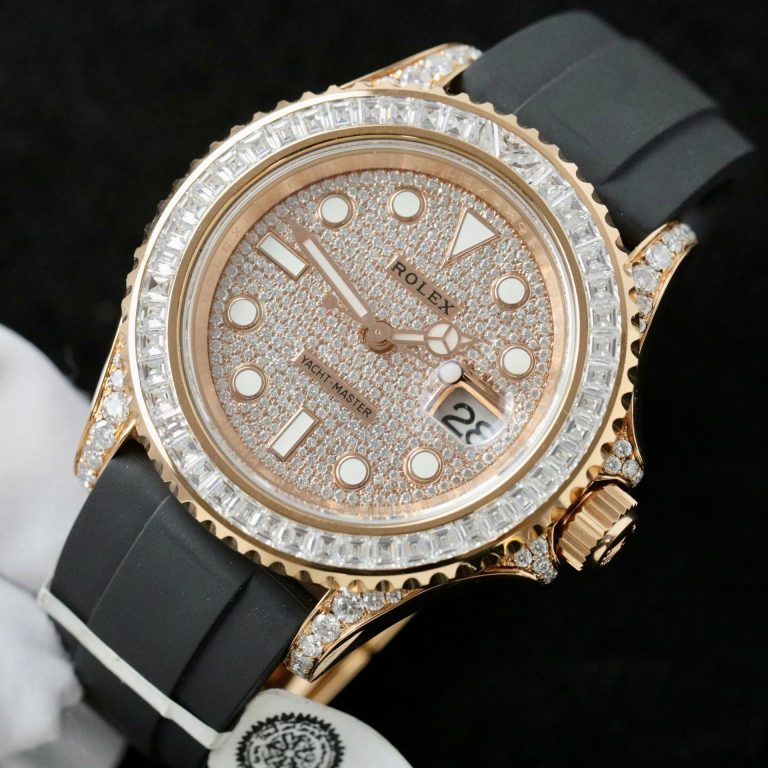 Rolex Yacht-Master Replica Watches Gold Wrapped + Moissanite Diamonds Hong Kong 40mm