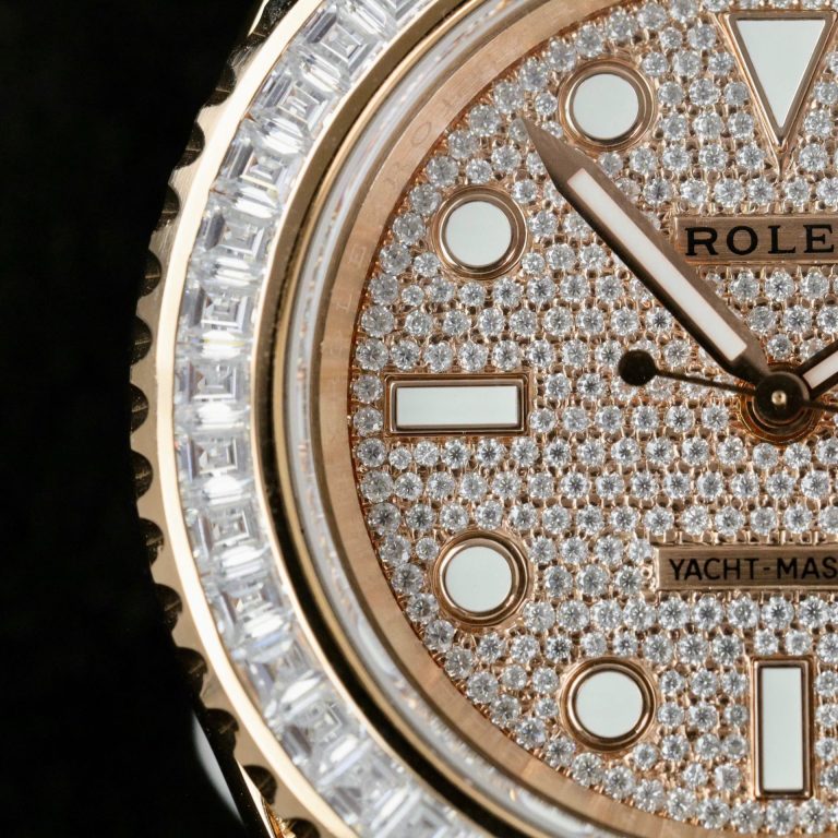 Rolex Yacht-Master Replica Watches Gold Wrapped + Moissanite Diamonds Hong Kong 40mm