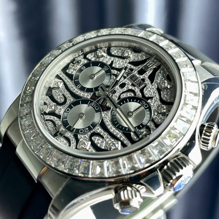Rolex Cosmograph Daytona Eye Of The Tiger Moissanite Baguette Diamonds 40mm