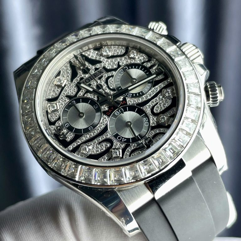 Rolex Cosmograph Daytona Eye Of The Tiger Moissanite Baguette Diamonds 40mm