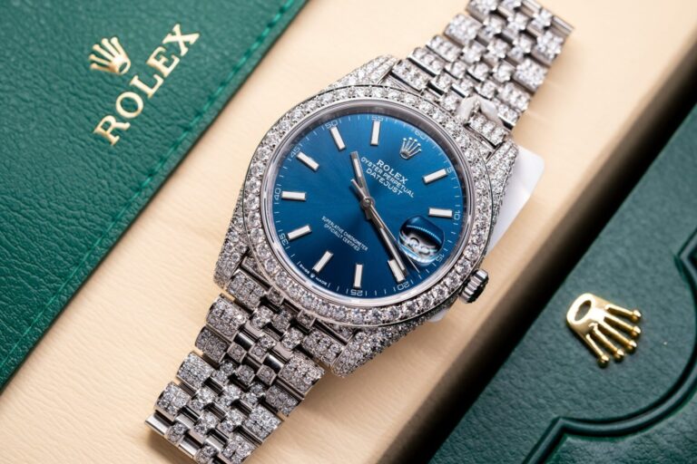 Rolex DateJust 126334 Blue Dial Full Diamond Moissanite 41mm