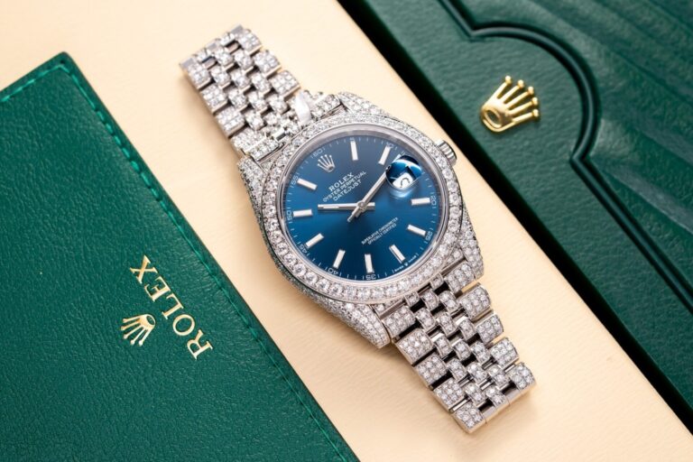 Rolex DateJust 126334 Blue Dial Full Diamond Moissanite 41mm