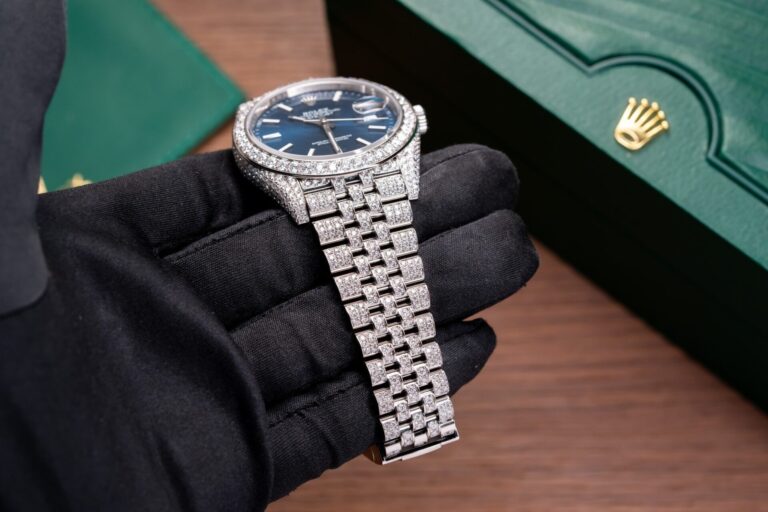 Rolex DateJust 126334 Blue Dial Full Diamond Moissanite 41mm