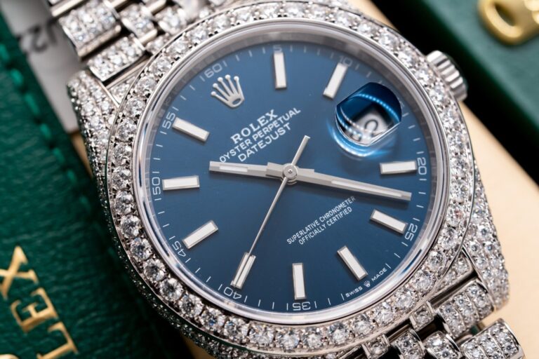 Rolex DateJust 126334 Blue Dial Full Diamond Moissanite 41mm