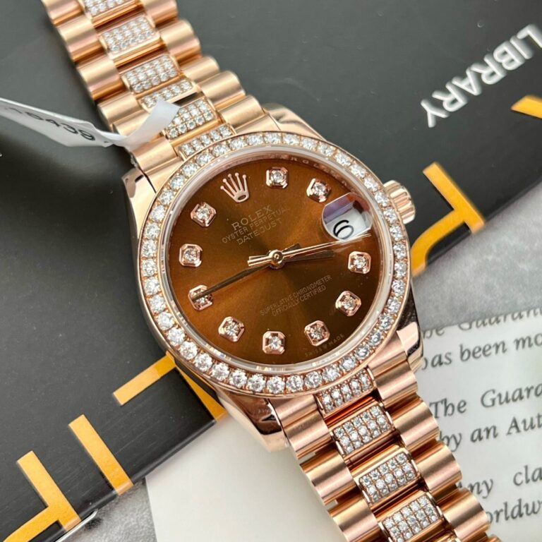 Rolex DateJust Gold Wrapped Moissanite With Chocolate Dial 31mm