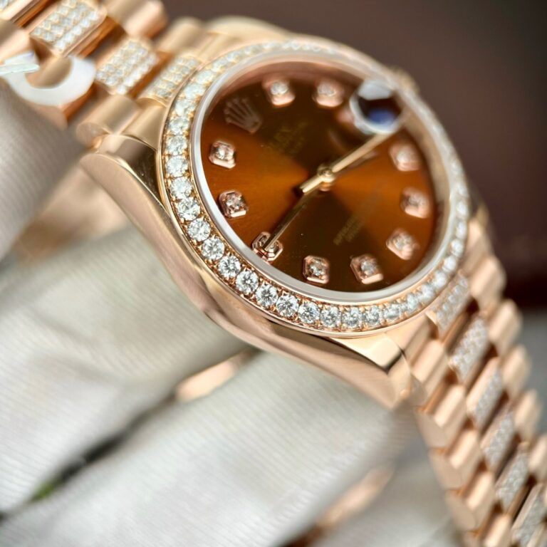 Rolex DateJust Gold Wrapped Moissanite With Chocolate Dial 31mm