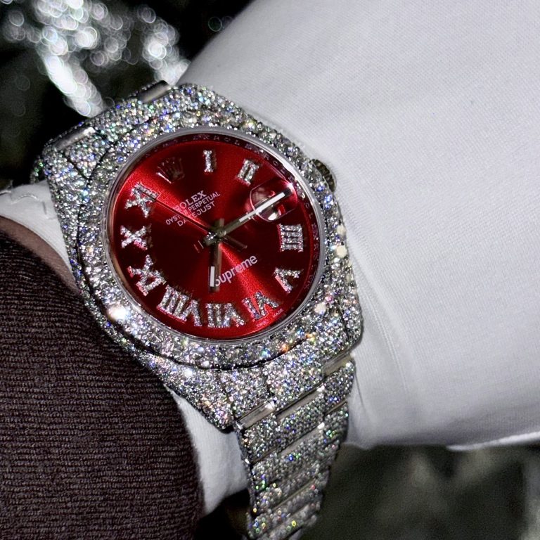 Rolex DateJust Supreme Custom Moissanite Diamonds Red Dial 41mm
