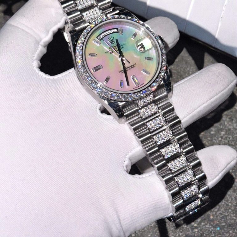 Rolex Day-Date 36mm Mother Of Pearl Dial with Moissanite Diamonds