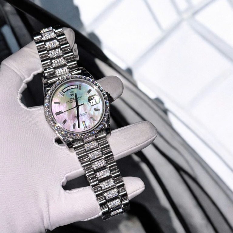 Rolex Day-Date 36mm Mother Of Pearl Dial with Moissanite Diamonds