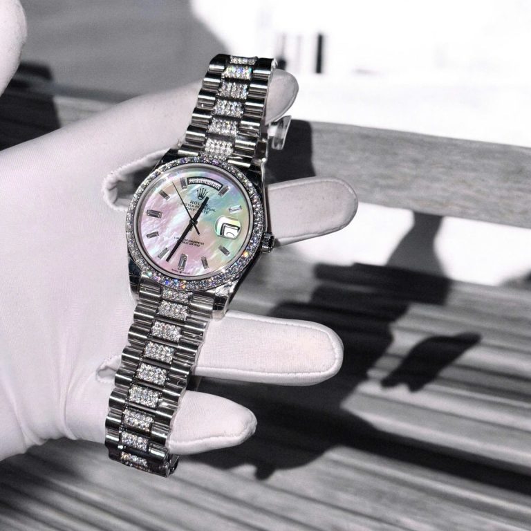 Rolex Day-Date 36mm Mother Of Pearl Dial with Moissanite Diamonds