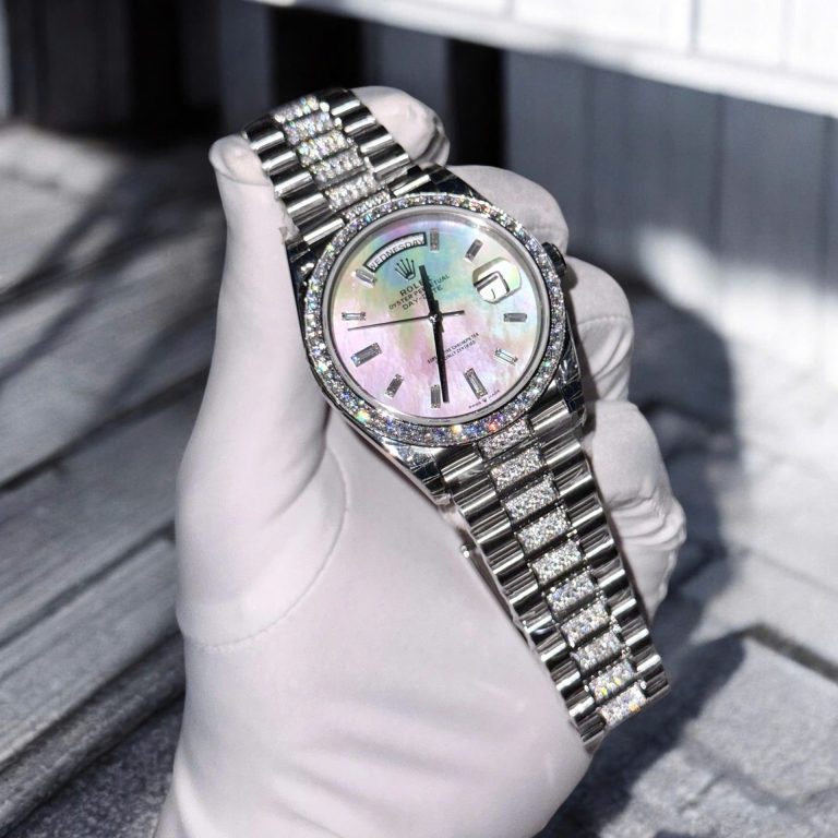 Rolex Day-Date 36mm Mother Of Pearl Dial with Moissanite Diamonds