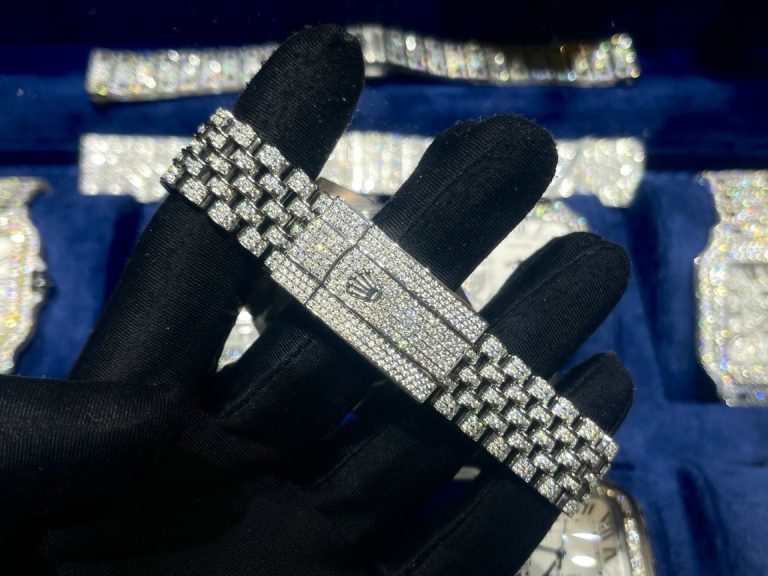 Rolex DateJust Dial Blue Custom Full Diamonds Moissanite 41mm