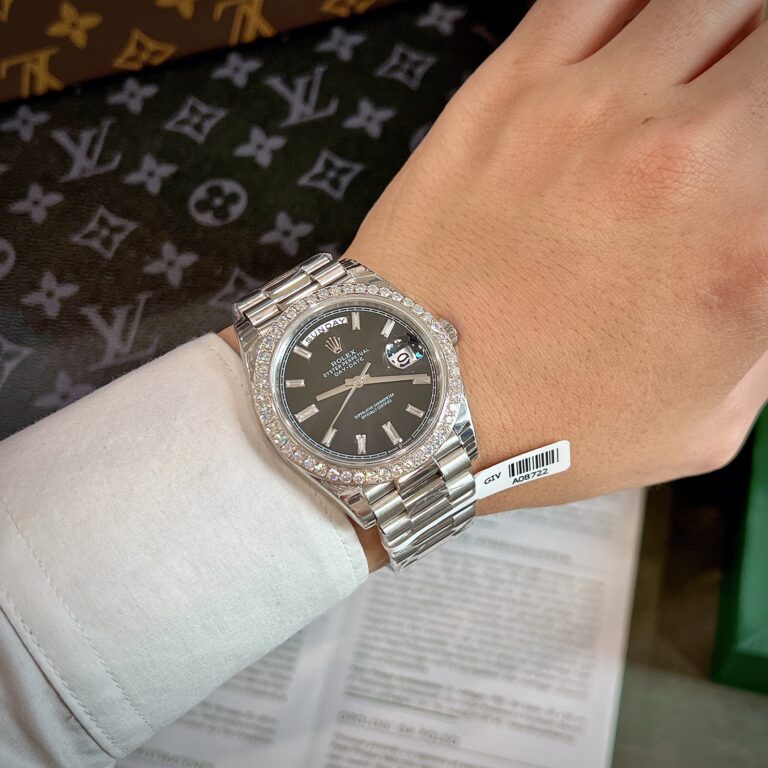 Rolex Day-Date Black Dial Custom Moissanite Diamonds 40mm