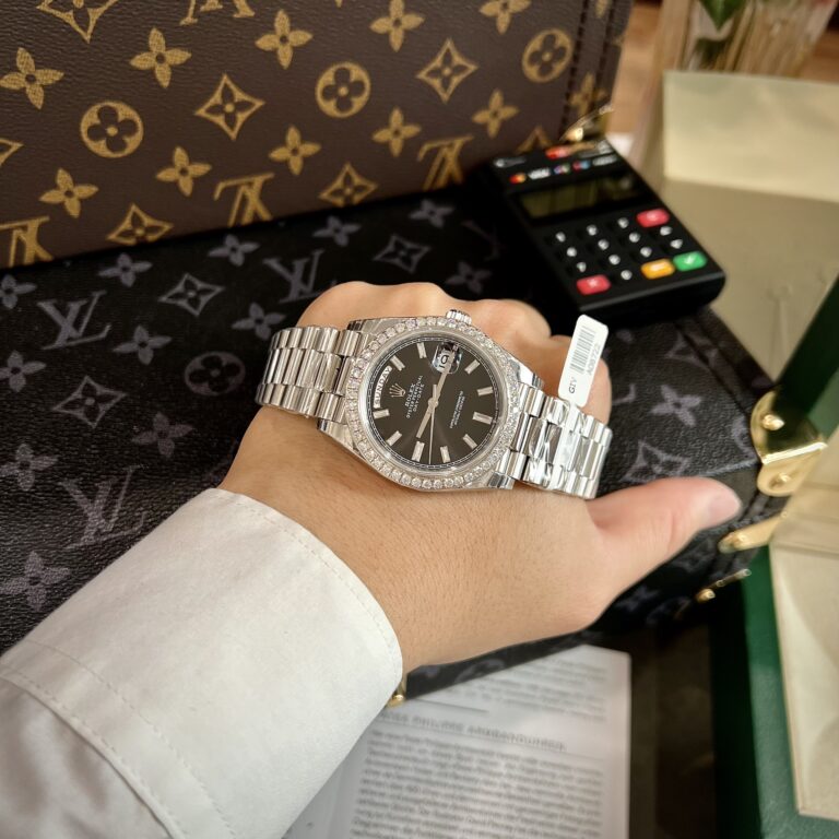 Rolex Day-Date Black Dial Custom Moissanite Diamonds 40mm