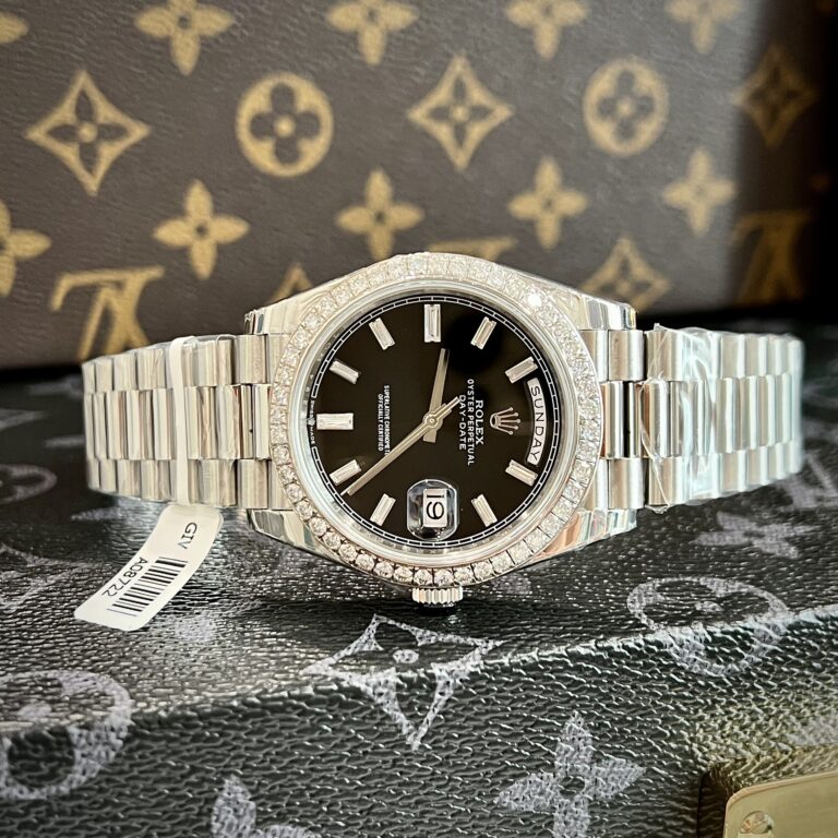 Rolex Day-Date Black Dial Custom Moissanite Diamonds 40mm