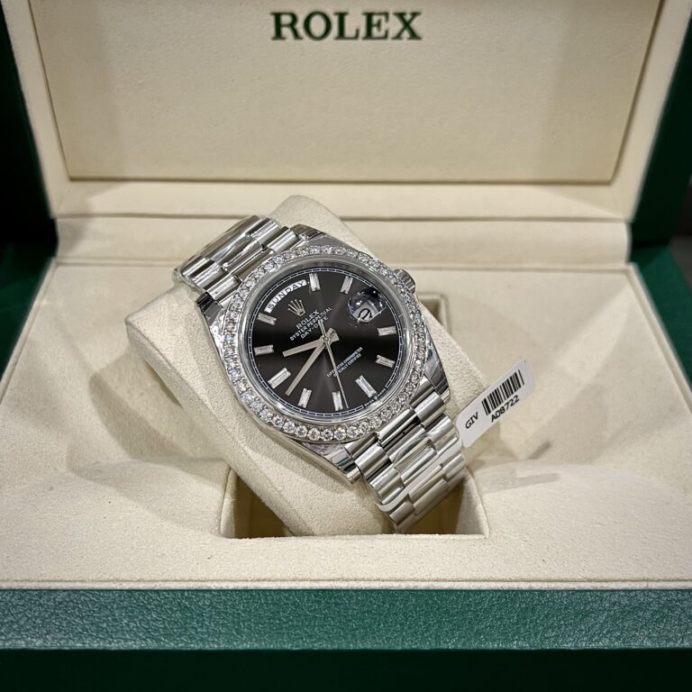 Rolex Day-Date Black Dial Custom Moissanite Diamonds 40mm