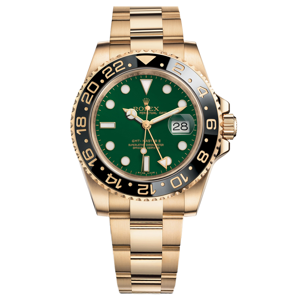 Rolex GMT Master II 116718GSO Automatic Green Dial 40MM Gold Plated Replica Watch