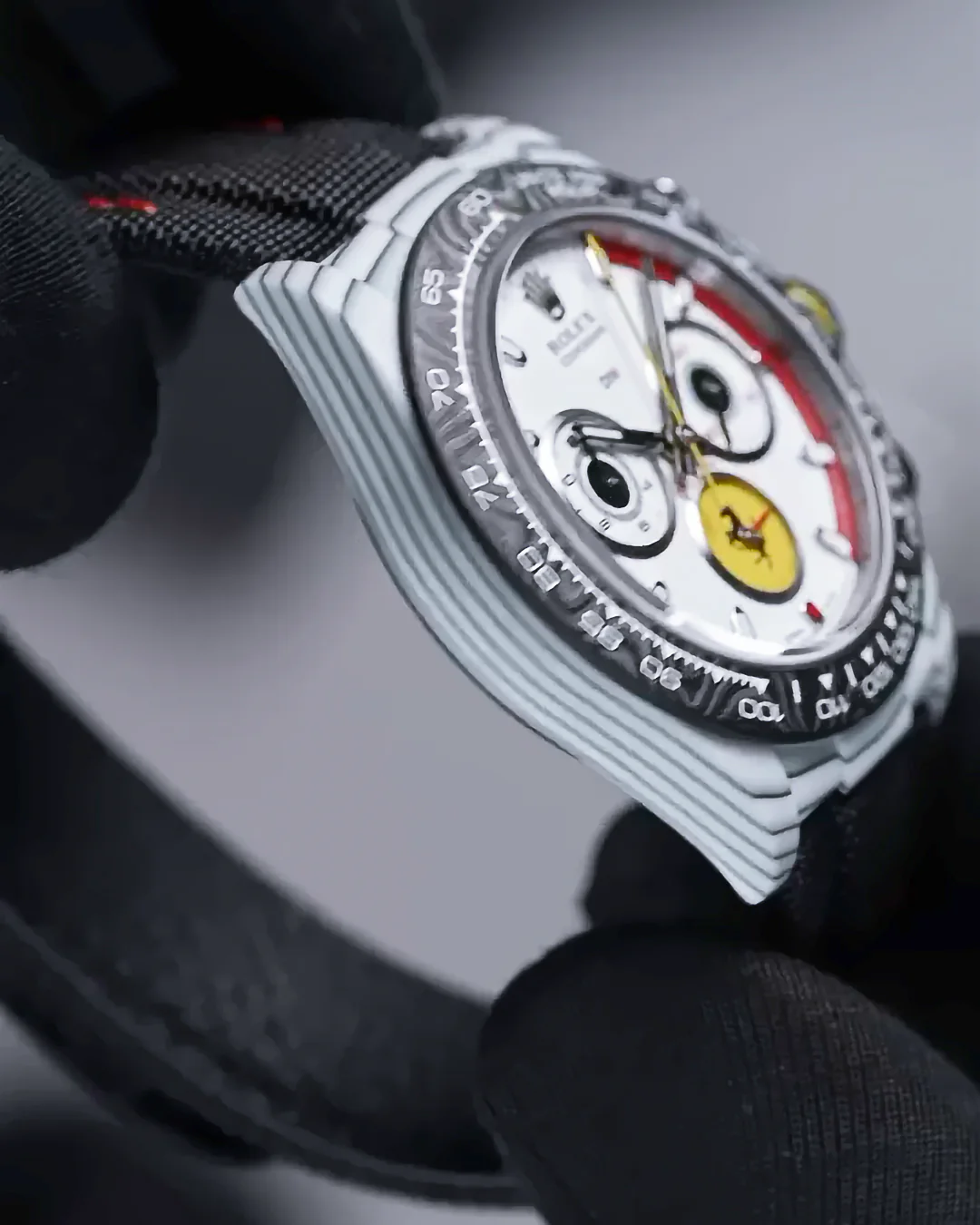Daytona DIW Ferrari White Carbon DIWF Best Edition White Italy Dial on Black Nylon Strap DD4801 Super Clone