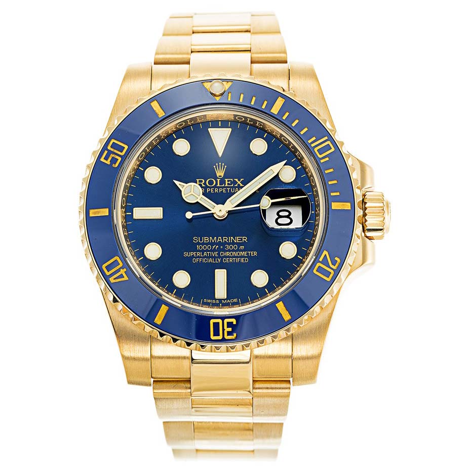 Rolex Submariner 116618LB Automatic Blue Dial Gold Plated Steel Case Mens Watch Replica