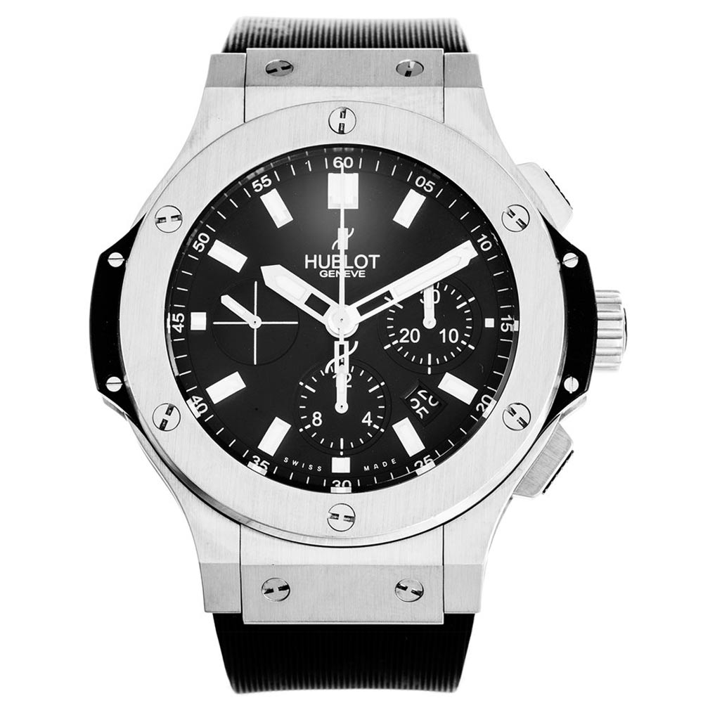 Hublot Big Bang Quartz Watch 301.SX.1170.RX Men's Black Dial Steel Case Rubber Bracelet