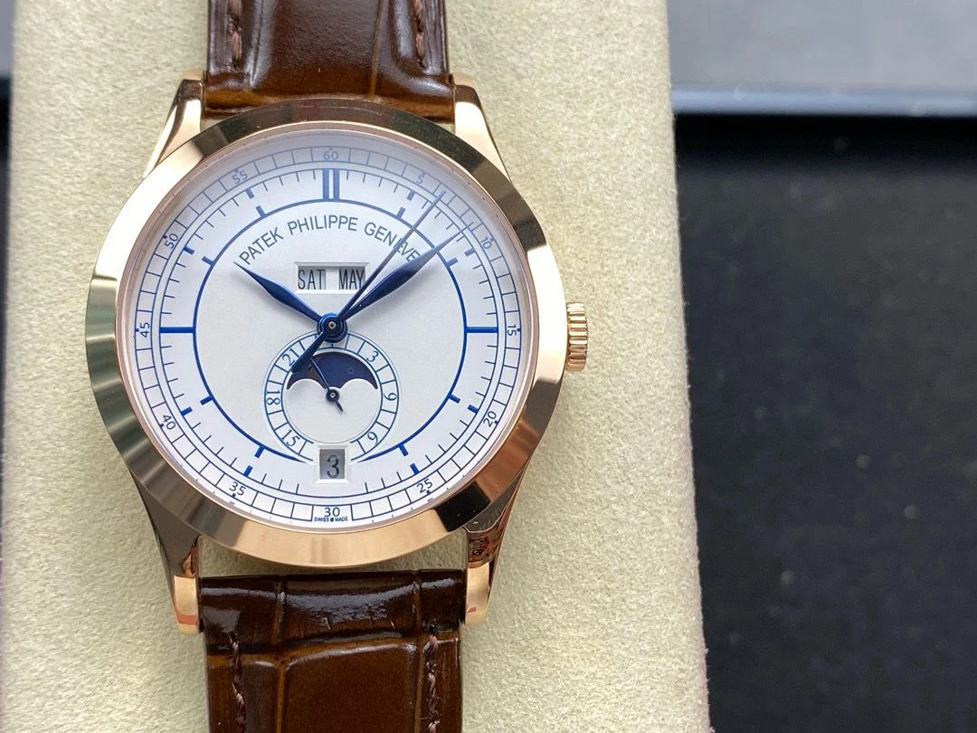 Patek Philippe Annual Calendar Rose Gold; Silvered Dial; Croc Band Super Clone