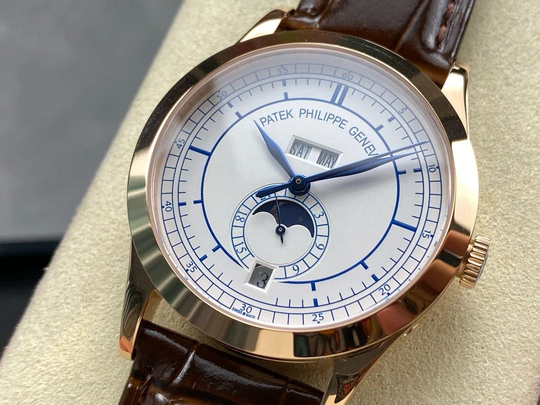 Patek Philippe Annual Calendar Rose Gold; Silvered Dial; Croc Band Super Clone
