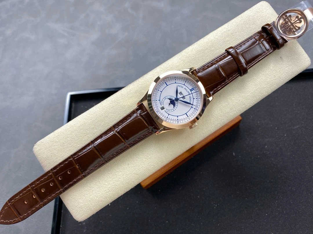 Patek Philippe Annual Calendar Rose Gold; Silvered Dial; Croc Band Super Clone