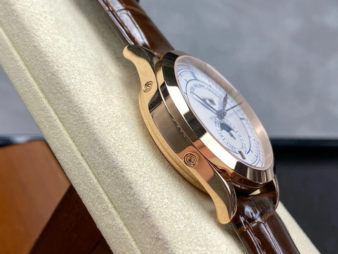 Patek Philippe Annual Calendar Rose Gold; Silvered Dial; Croc Band Super Clone