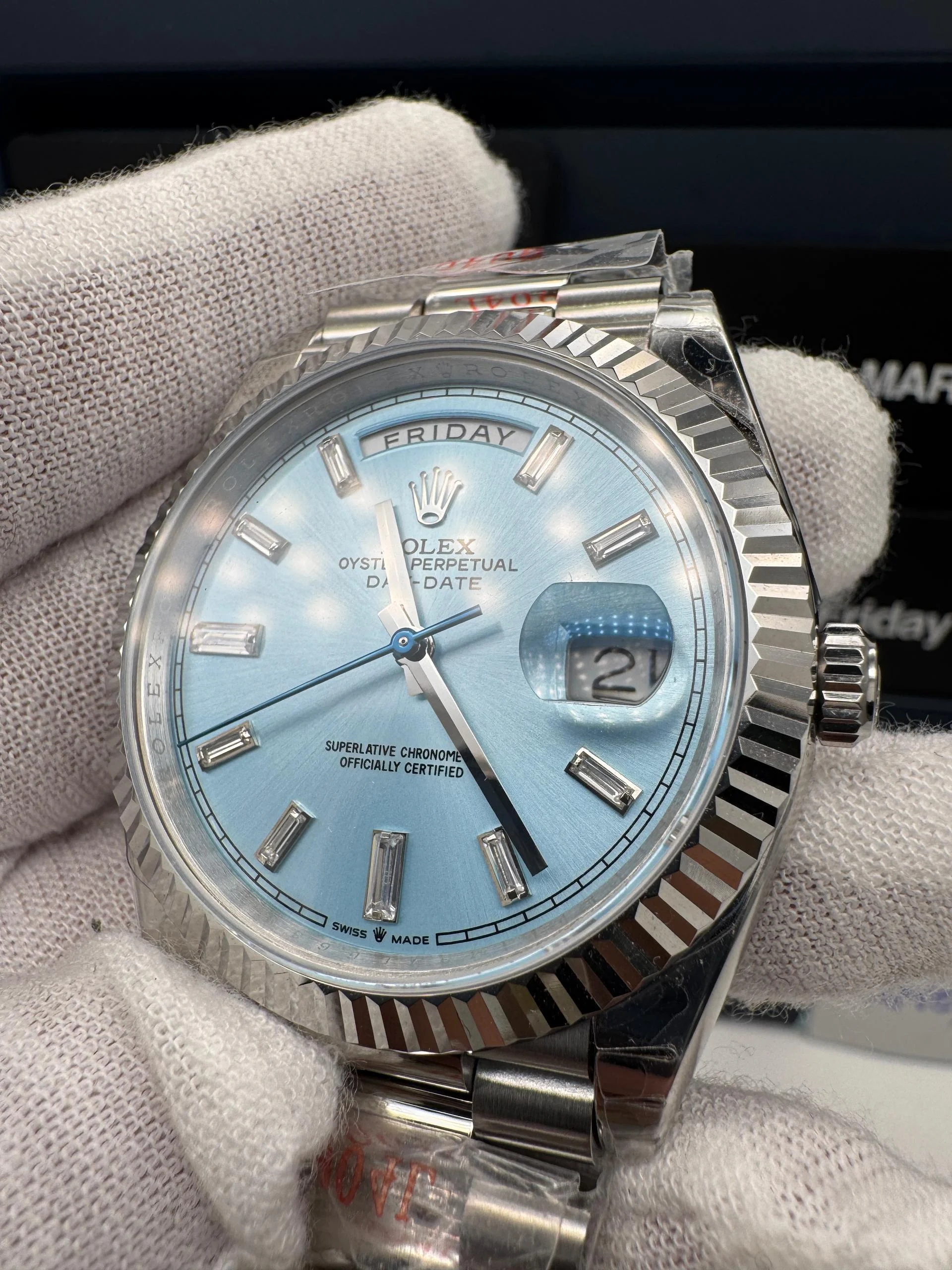 Rolex Day-Date 128236 Dial Ice Blue Weight 175gram QF Factory 40mm Super Clone