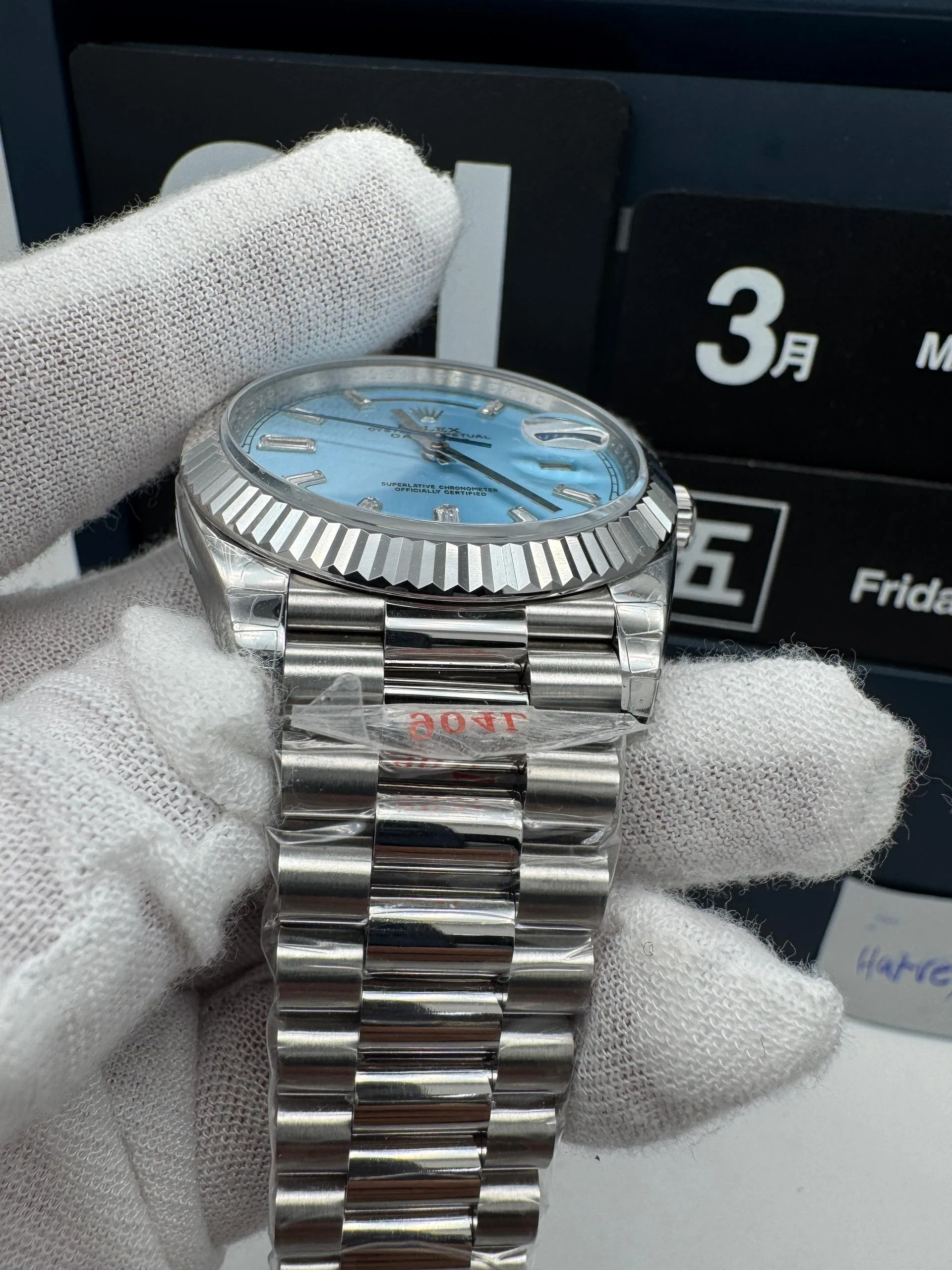 Rolex Day-Date 128236 Dial Ice Blue Weight 175gram QF Factory 40mm Super Clone