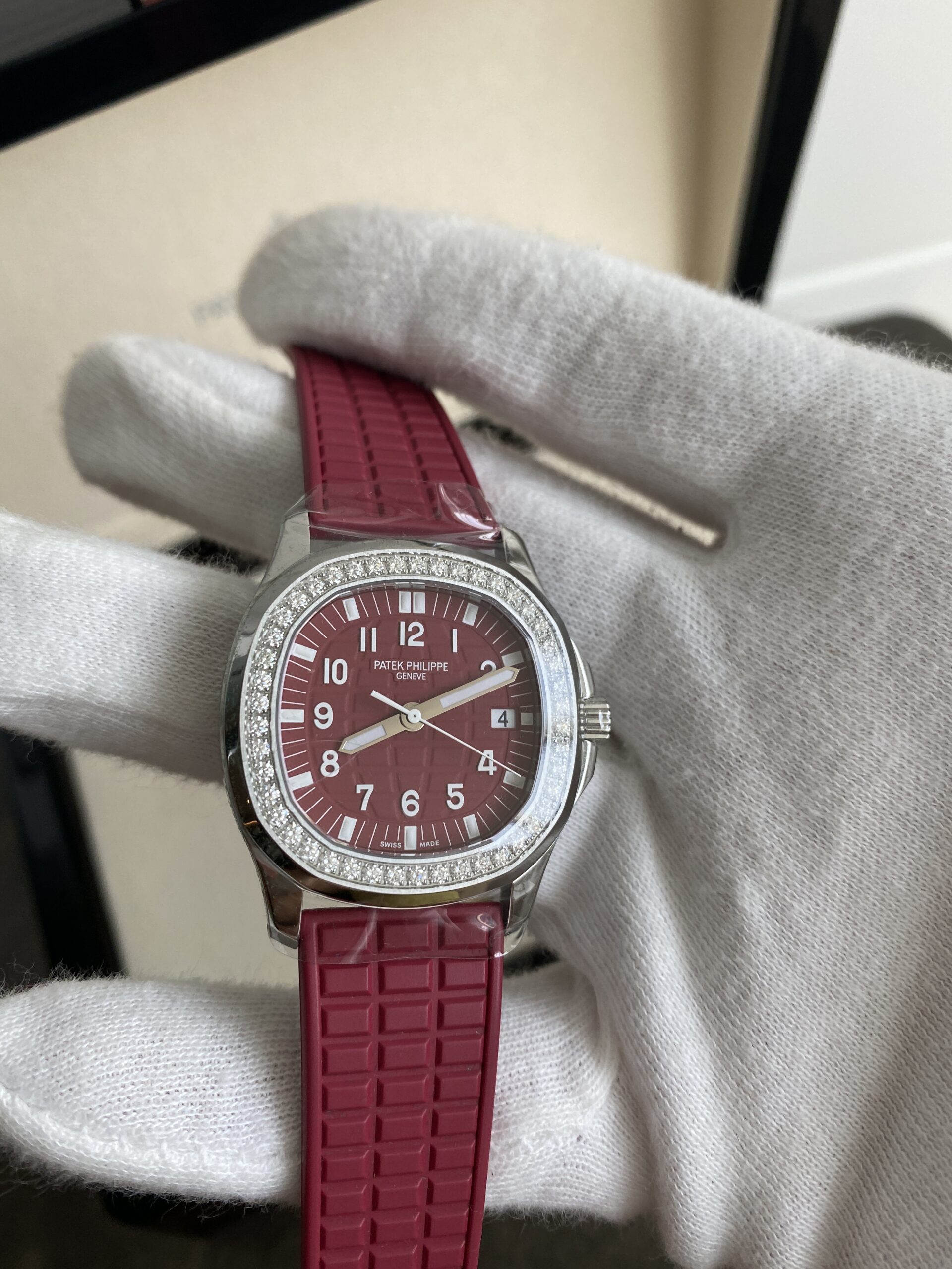 Aquanaut 5067A SS PPF 1:1 Best Edition Red Textured Dial on Red Rubber Strap RONDA Quartz