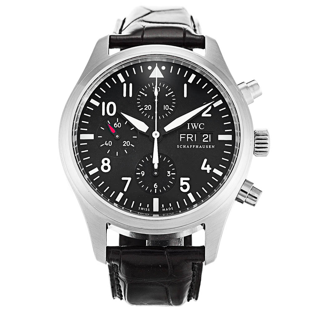 IWC Pilot Chrono IW371701 Replica Watch, Men's Quartz, 42mm 316L Steel Case, Black Arabic Dial