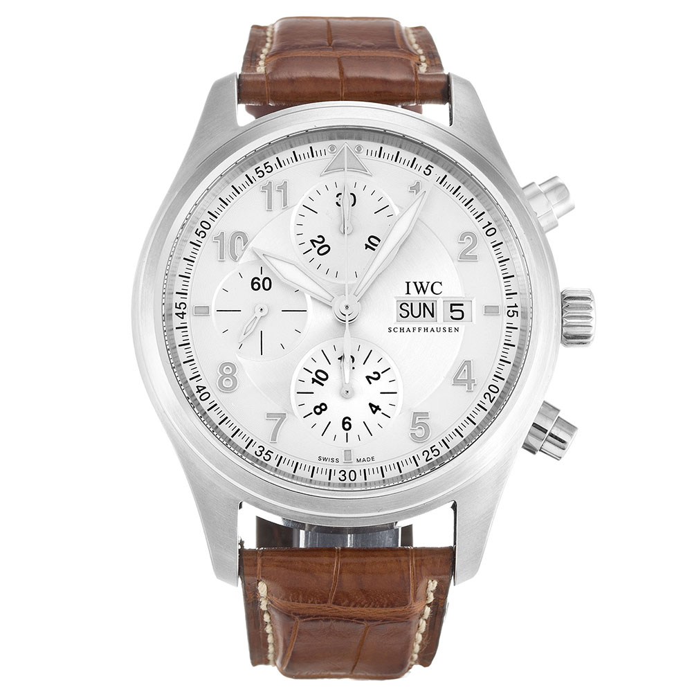 IWC Pilot Chrono IW371702 | 316 Steel | Quartz | 42MM | Silver Arabic Dial | Men's Replica Watch