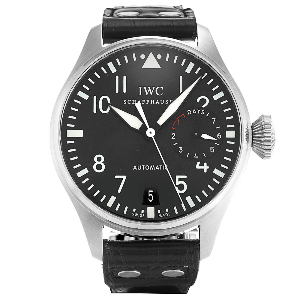 IWC Pilots IW500401 Replica Watch, Automatic, 46mm Steel Case, Black Arabic Dial