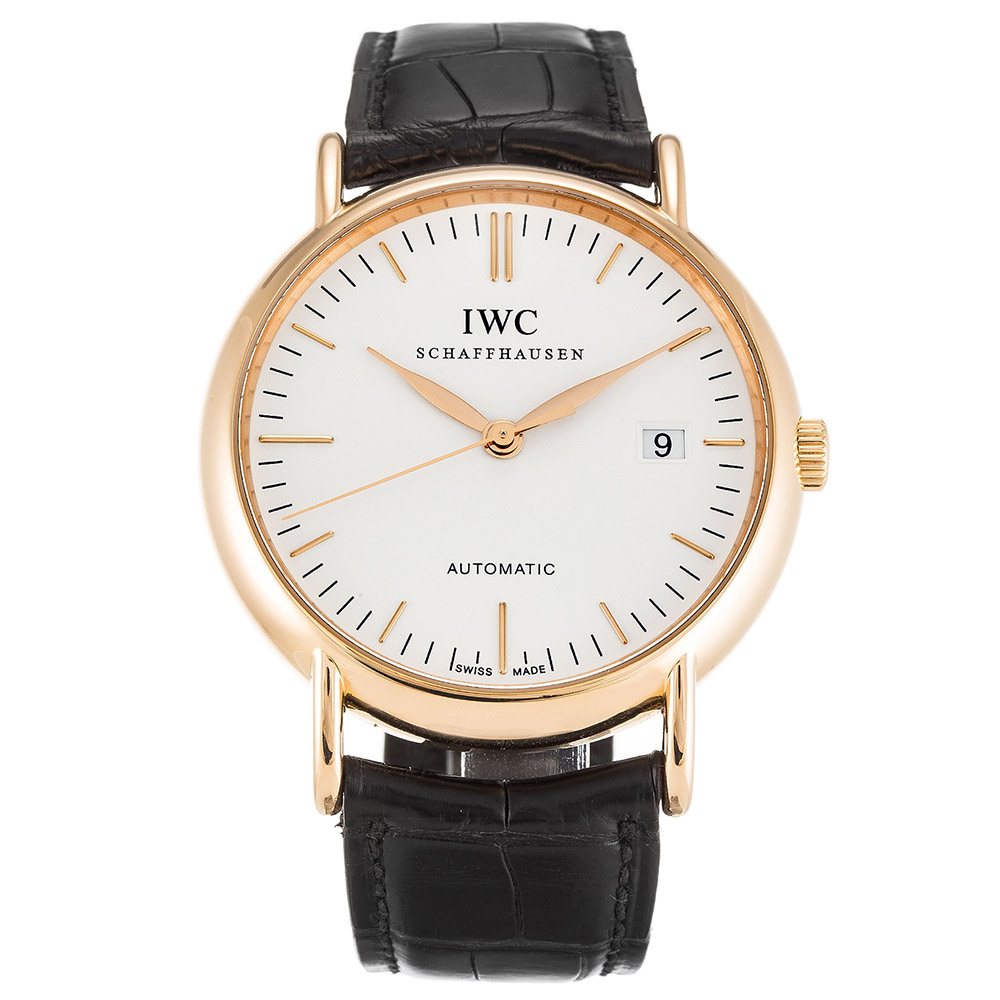 IWC PORTOFINO AUTOMATIC IW356302, 39MM, 316 STEEL CASE, WHITE DIAL, BLACK LEATHER, REPLICA WATCH